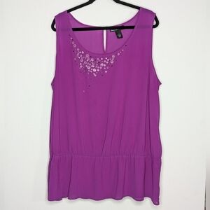 Lane Bryant Chiffon Sleeveless Tank Top Blouse‎ Purple 22 24 Plus